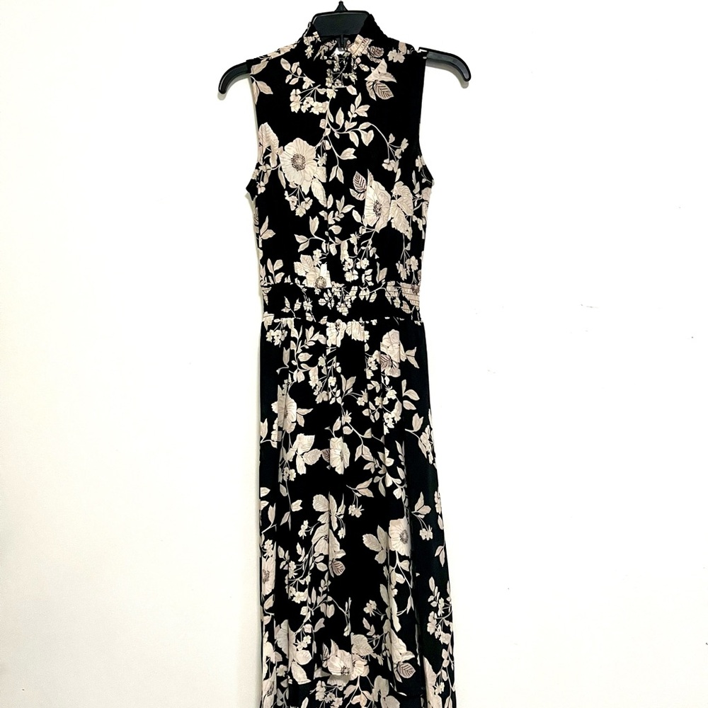 Nanette Lepore Sleeveless Black Floral Maxi Dress - Black/Cream